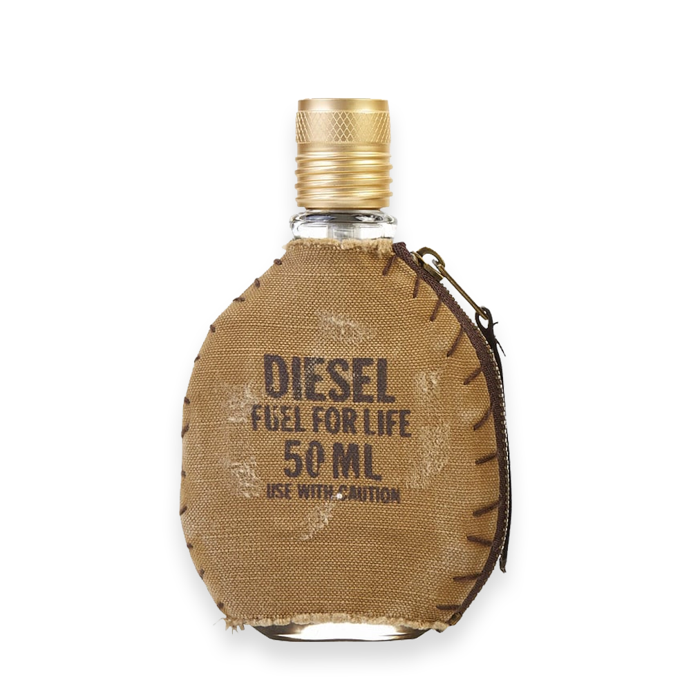 Fuel for Life Pour Homme Eau de Toilette by Diesel » Scott Beauty Shop Fuel for Life Pour Homme by Diesel cologne bottle with sleek black design and yellow label