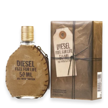 Fuel for Life Pour Homme by Diesel cologne bottle with sleek black design and yellow label