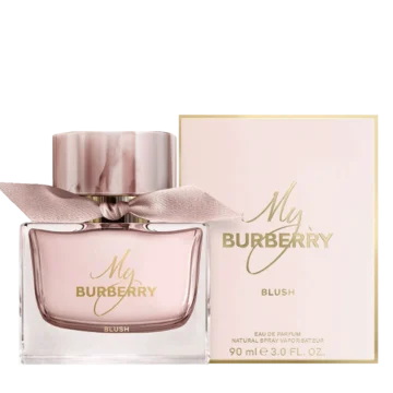My Burberry Blush Eau de Parfum bottle with pink fragrance and signature Burberry bow