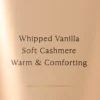 Whipped Vanilla Soft Cashmere Warm and Comforting fragrance notes on beige background